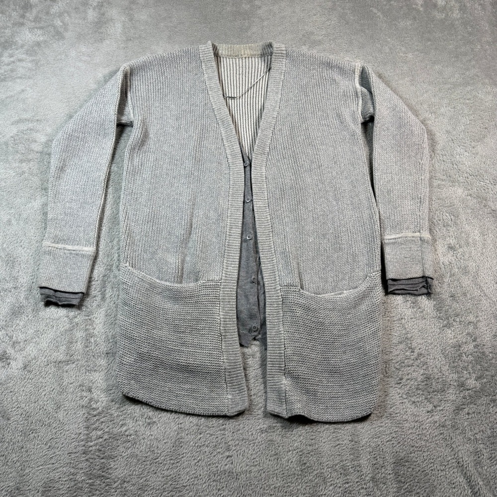 Lululemon Vestigan Cardigan Sweater Women 6 Gray Long Sleeve Ribbed Oversized
